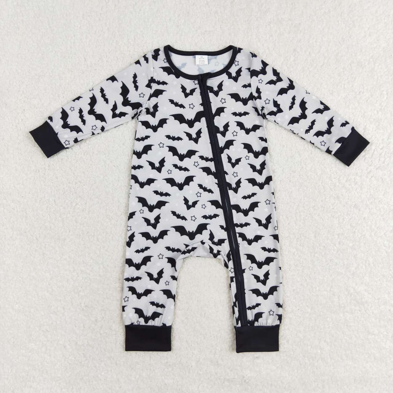 USA-Shop LR1096 Bat Print Baby Halloween Bamboo Sleeper Zipper Romper