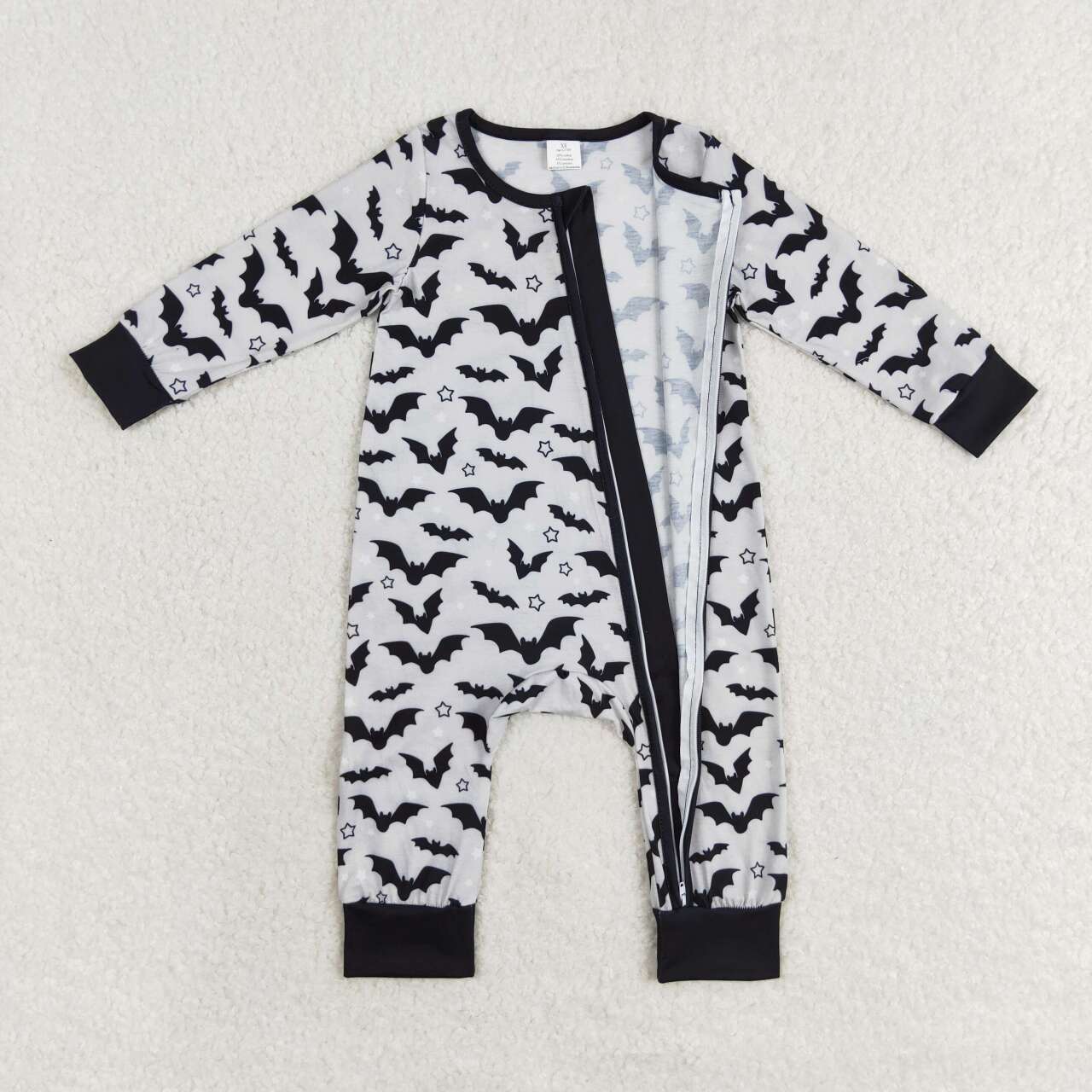 USA-Shop LR1096 Bat Print Baby Halloween Bamboo Sleeper Zipper Romper