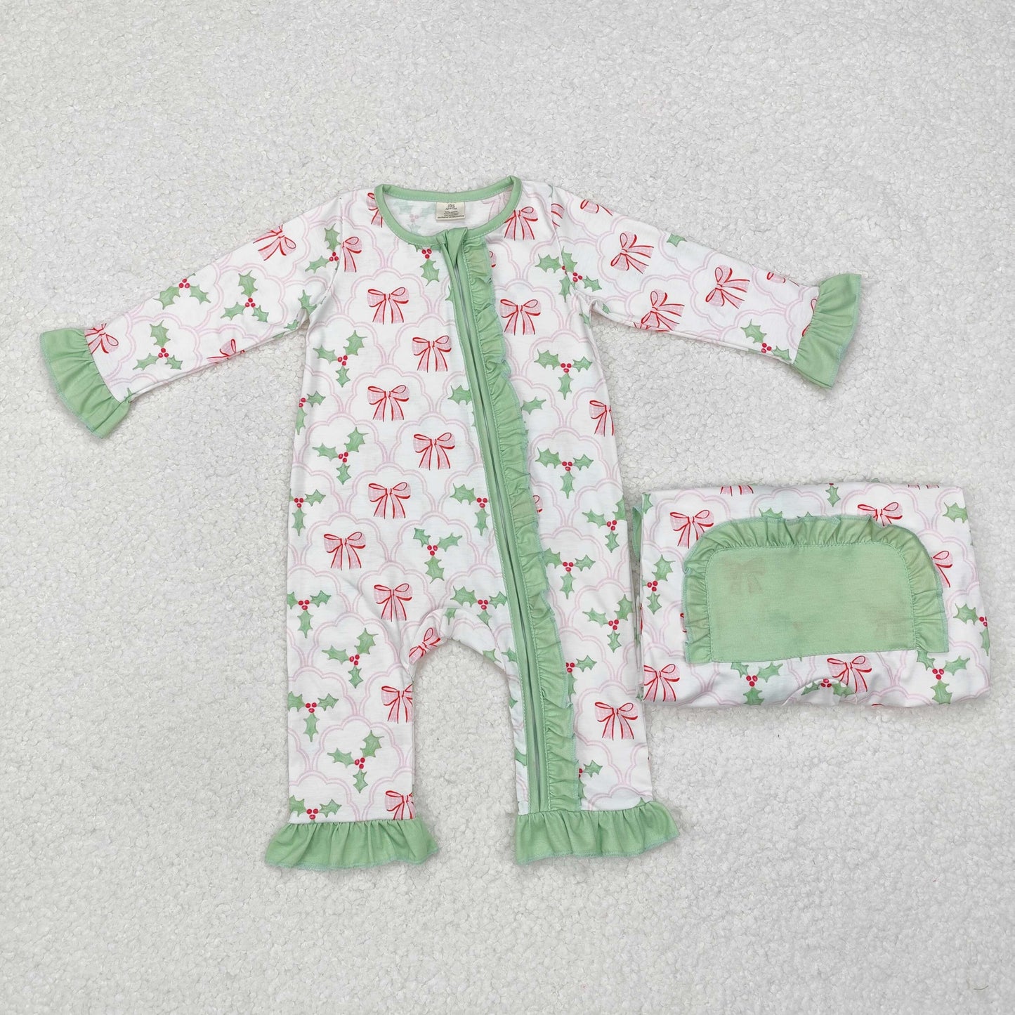 Pink Bows Holly Print Family Christmas Pajamas Matching Clothes