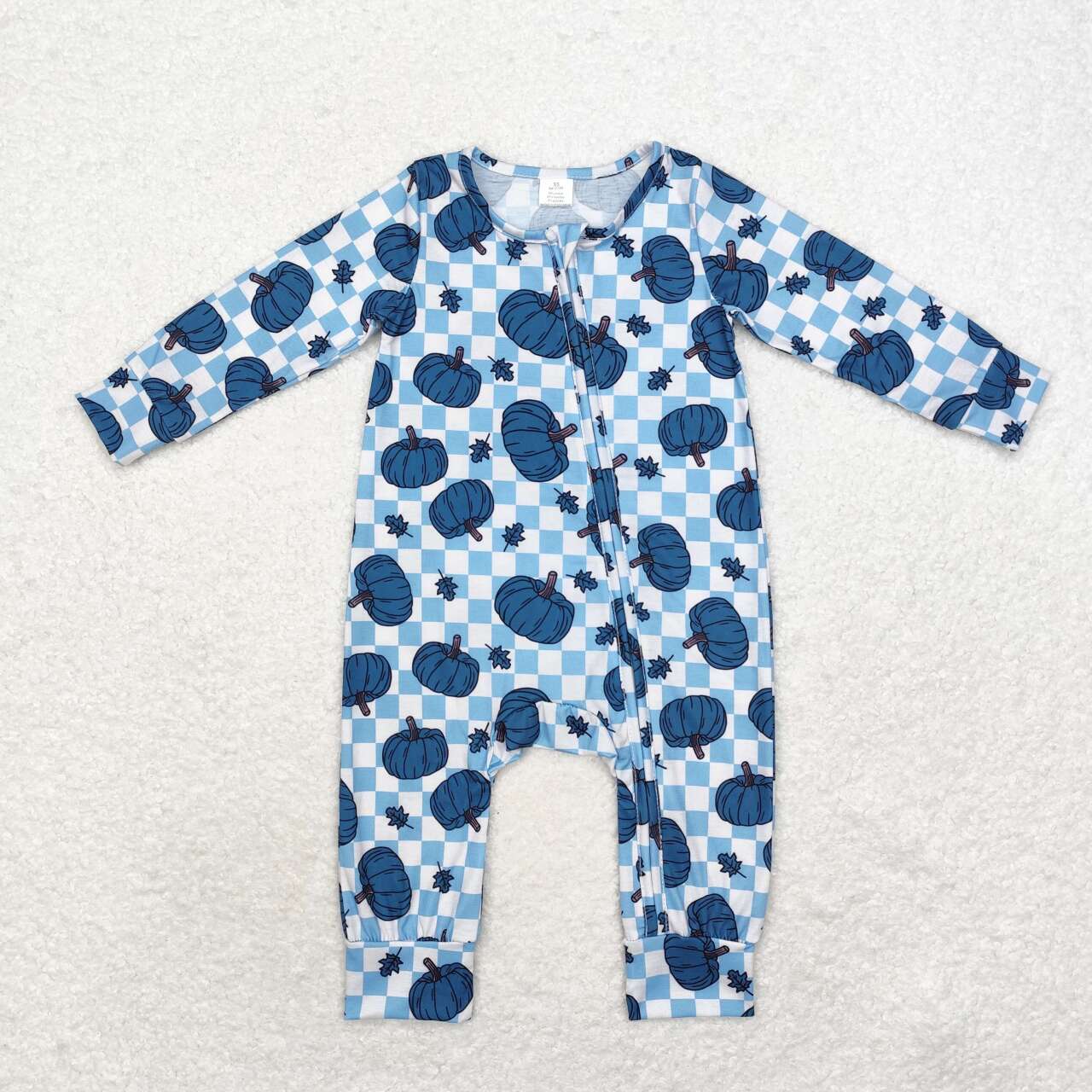 Pumpkin Print Baby Sleeper Zipper Romper Sibling Wear