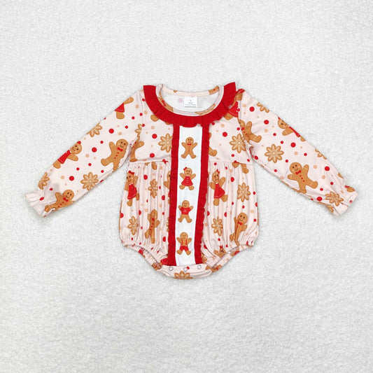 USA-Shop LR1583 Gingerbread Print Baby Girls Christmas Romper