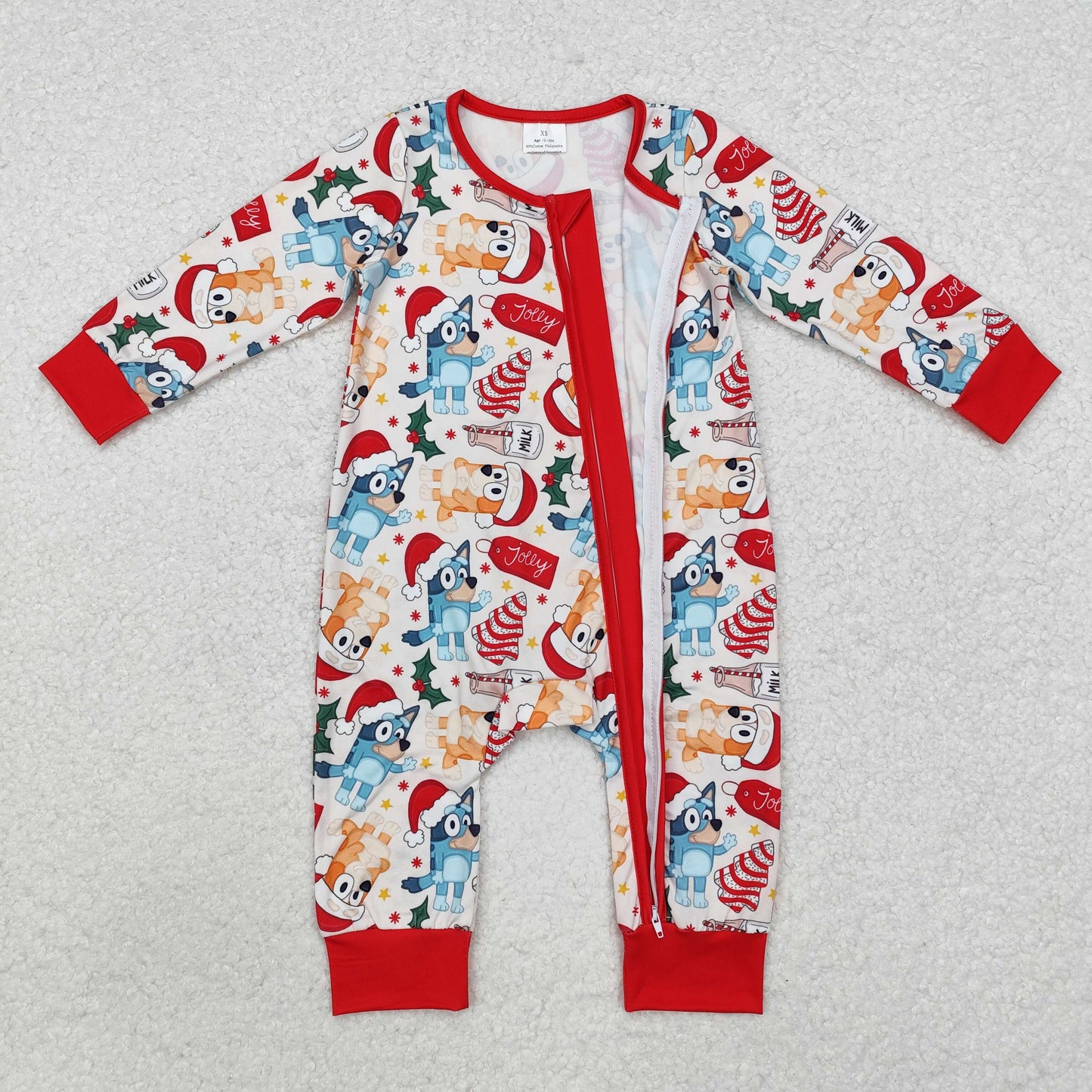 Cartoon Dog Milk Holly Print Sibling Christmas Matching Clothes