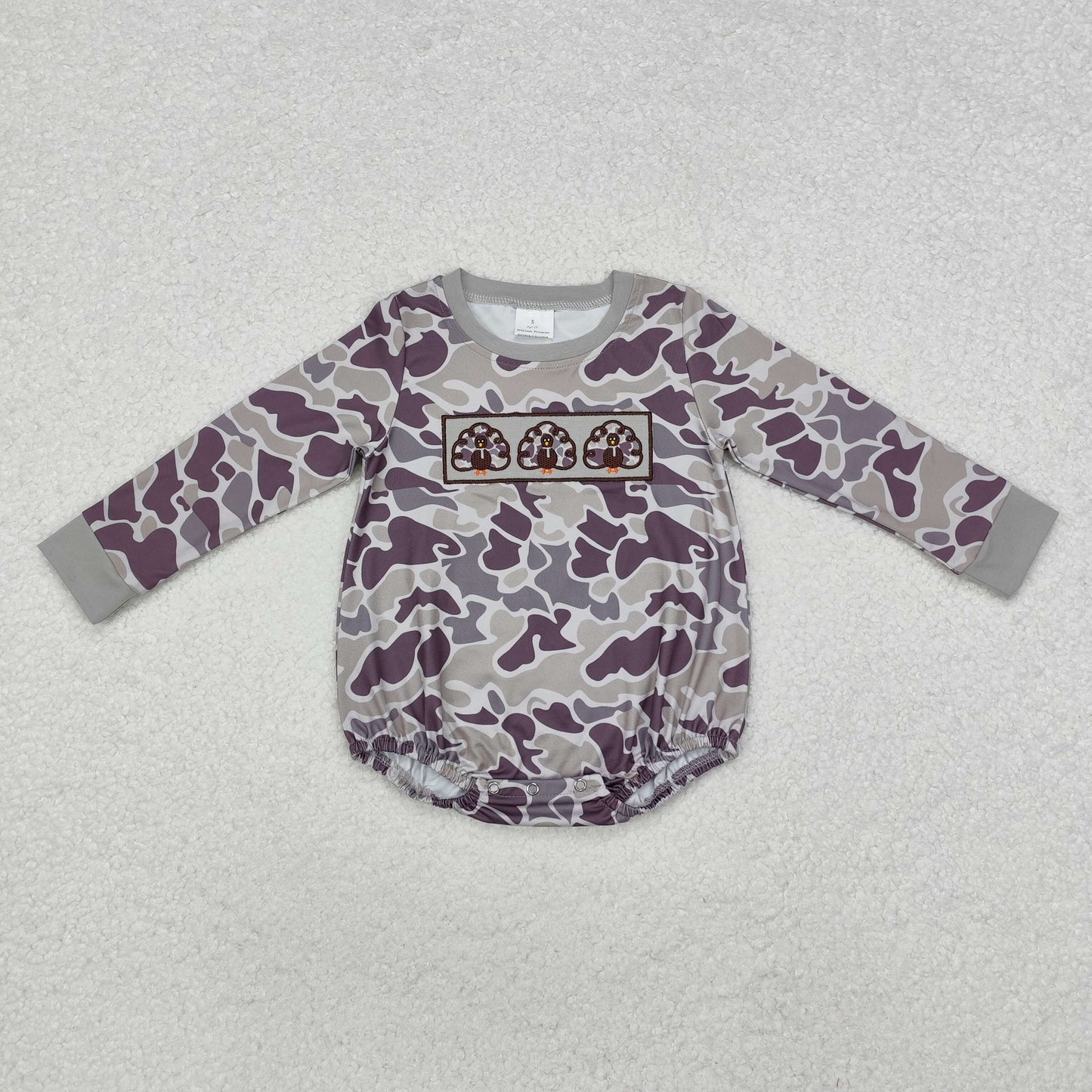 Turkey Embroidery Camo Print Boys Thankgiving Matching Clothes Brothers Wear