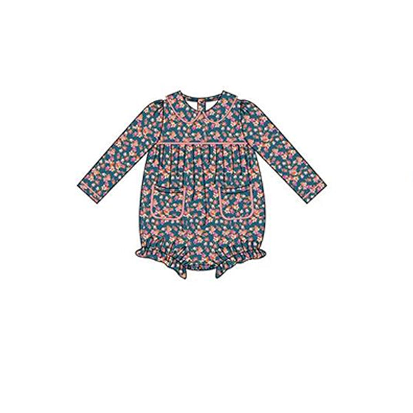 (Pre-order)LR2012 Flowers Print Baby Girls Fall Romper