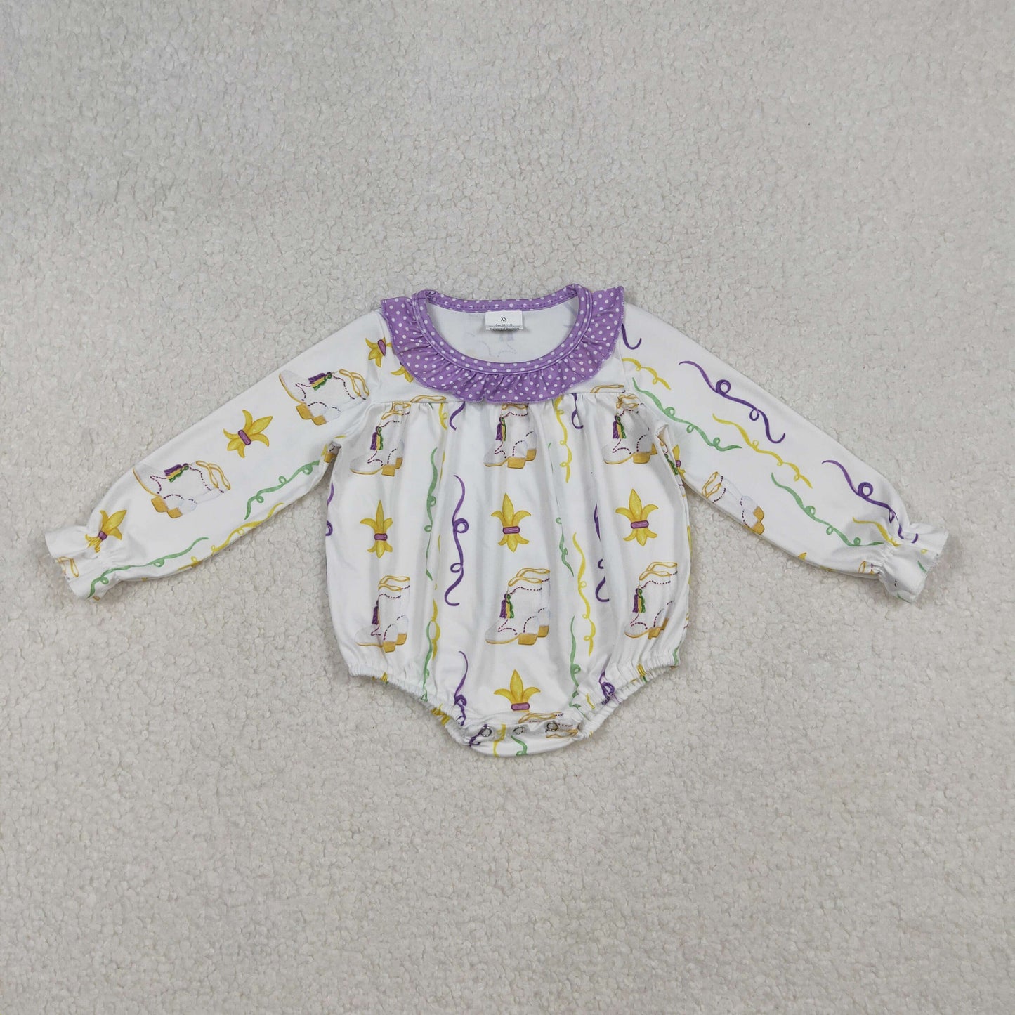 Anchor Boots Purple Dots Print Girls Mardi Gras Clothes Sisters Matching Wear