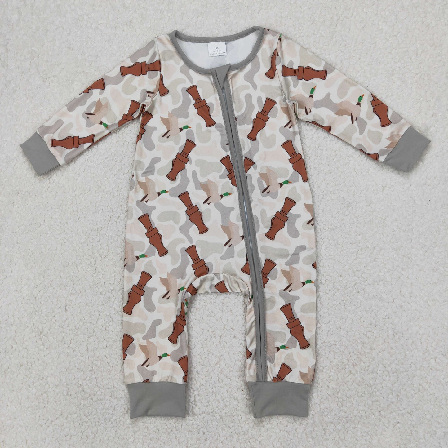 LR2063 Duck Call Camo Print Baby Boys Sleeper Zipper Romper