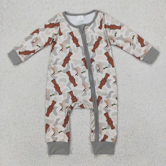 LR2063 Duck Call Camo Print Baby Boys Sleeper Zipper Romper