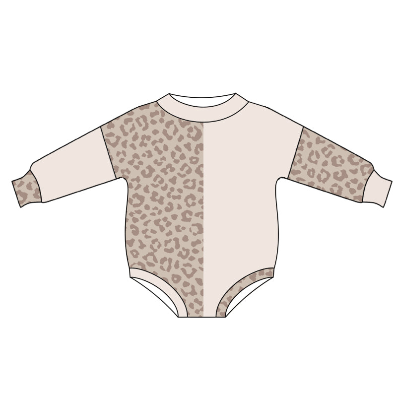 (Pre-order)LR2145 Leopard Print Baby Girls Long Sleeve Romper