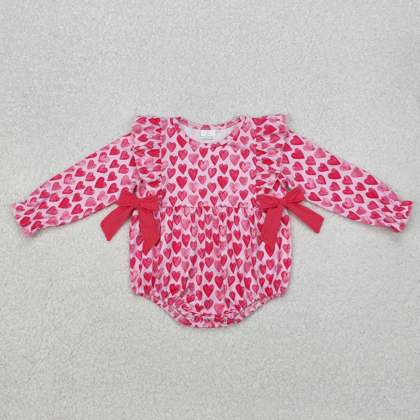 LR2146 Heart Print Baby Girls Valentine's Day Romper