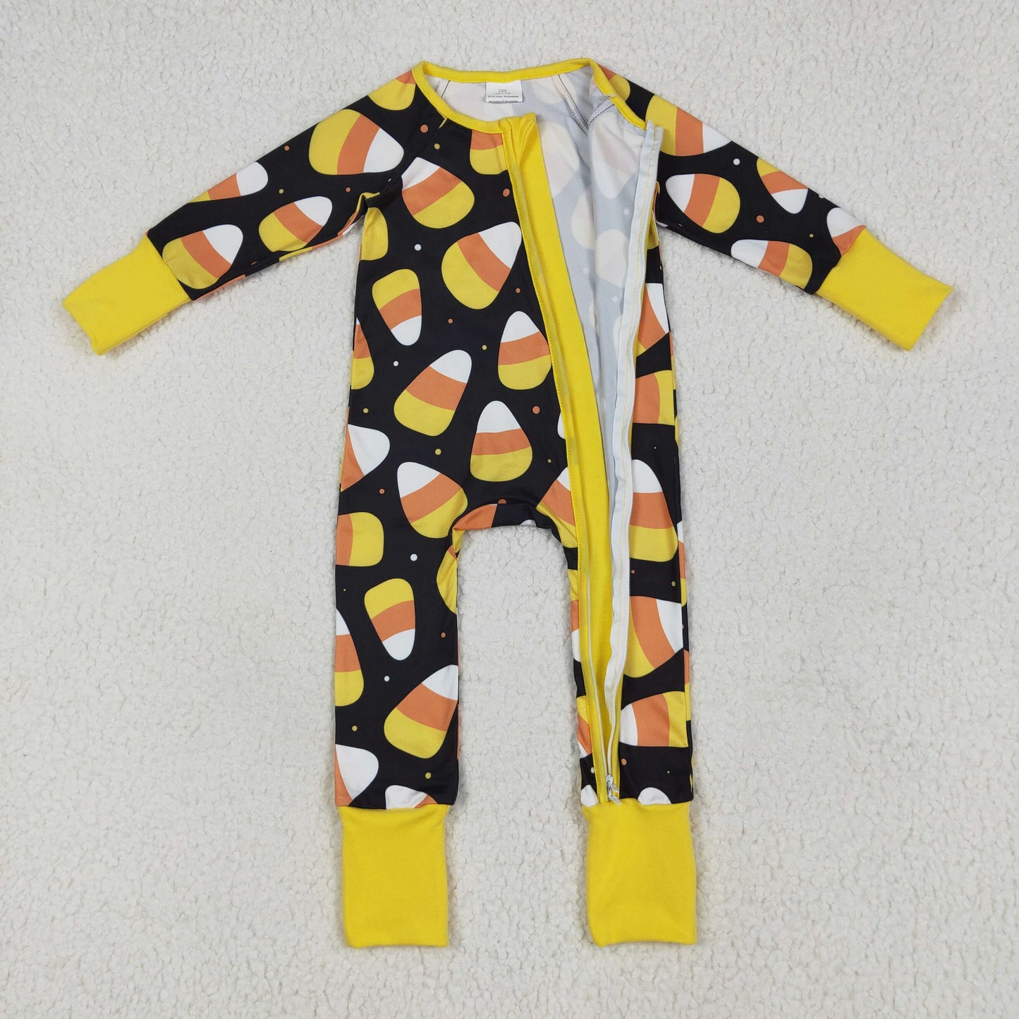 LR2198 Candy Print Baby Halloween Zipper Sleeper Romper
