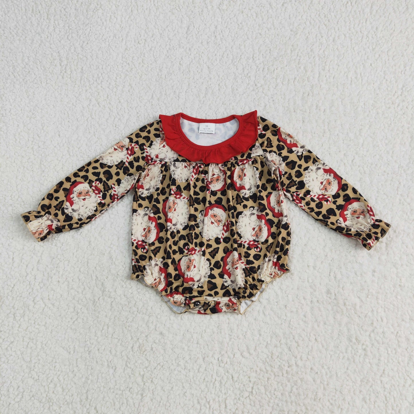 Santa Leopard Print Girls Christmas Clothes Sisters Matching Wear