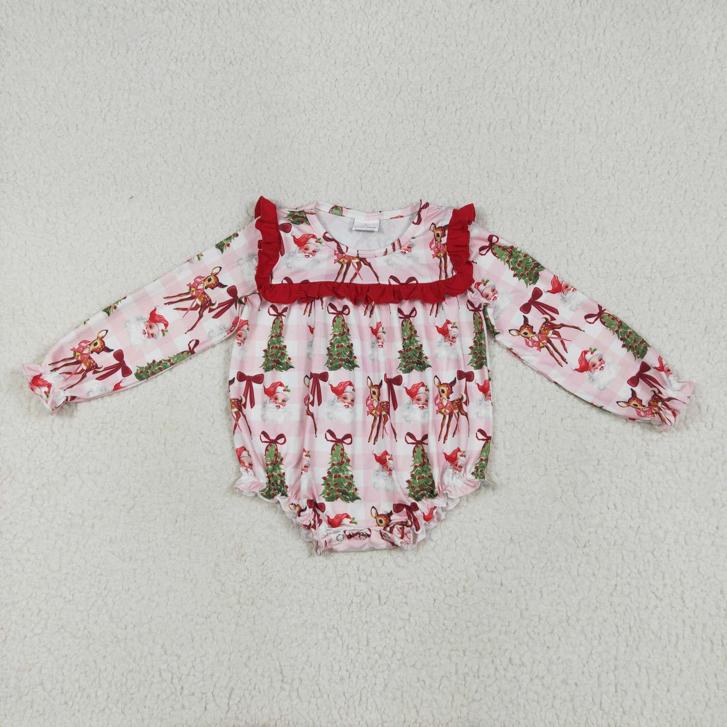 Santa Deer Bows Print Girls Christmas Clothes Sisters Matching Wear