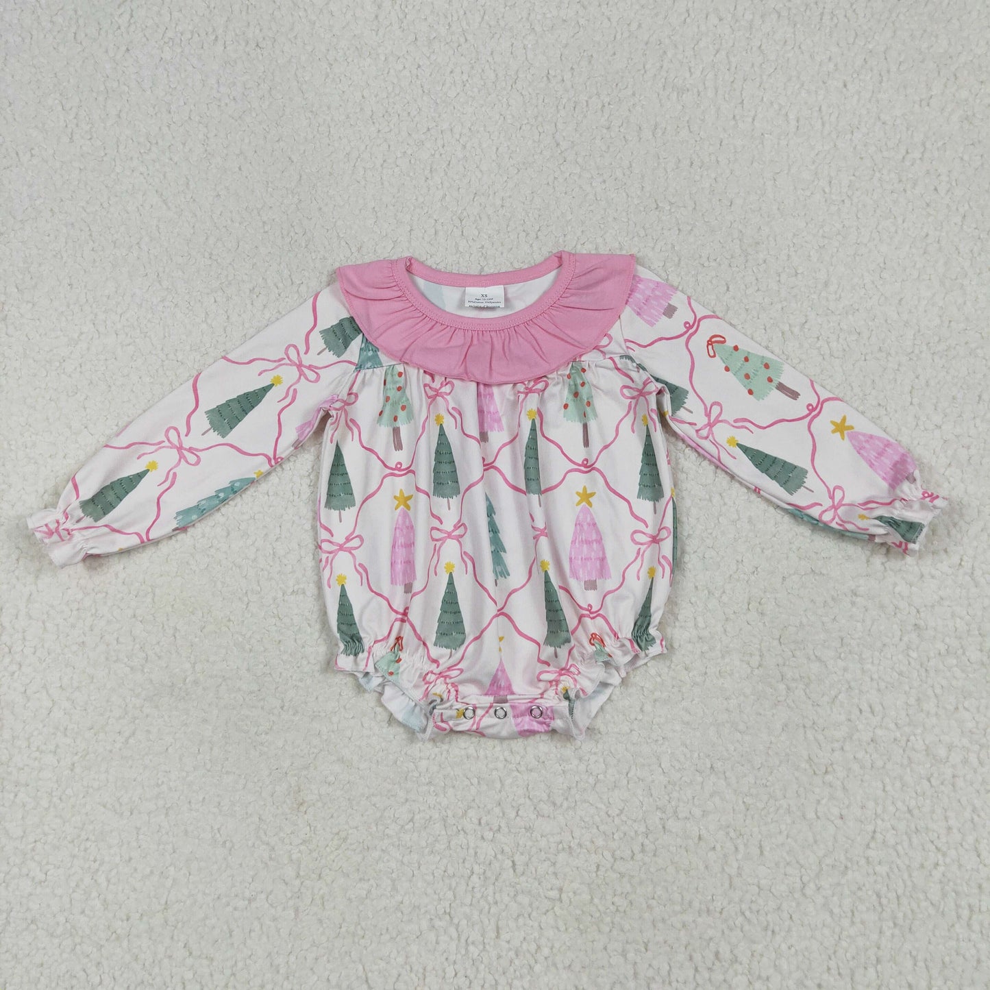 Tree Bows Print Girls Christmas Clothes Sisters Matching Wear