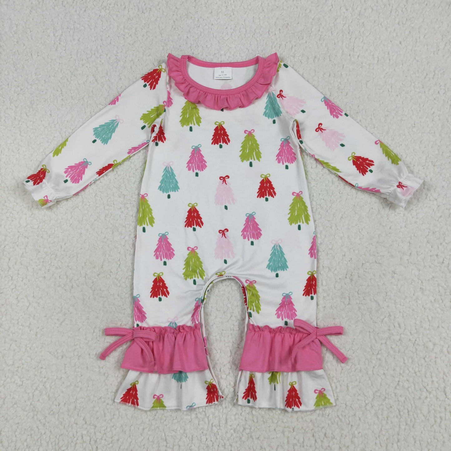 Colorful Tree Print Girls Christmas Clothes Sisters Matching Wear