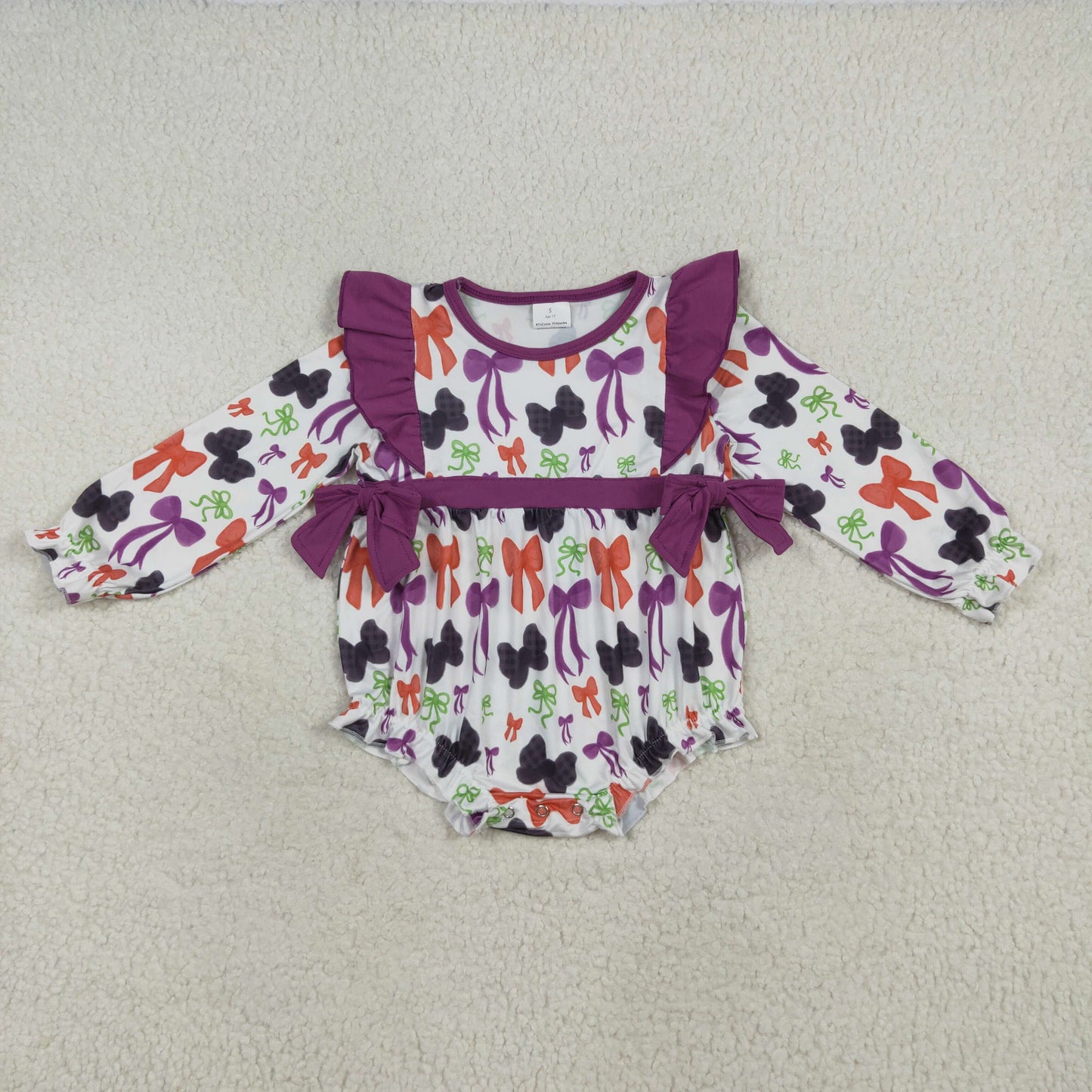 Orange Purple Bows Print Girls Halloween Clothes Sisters Matching Wear