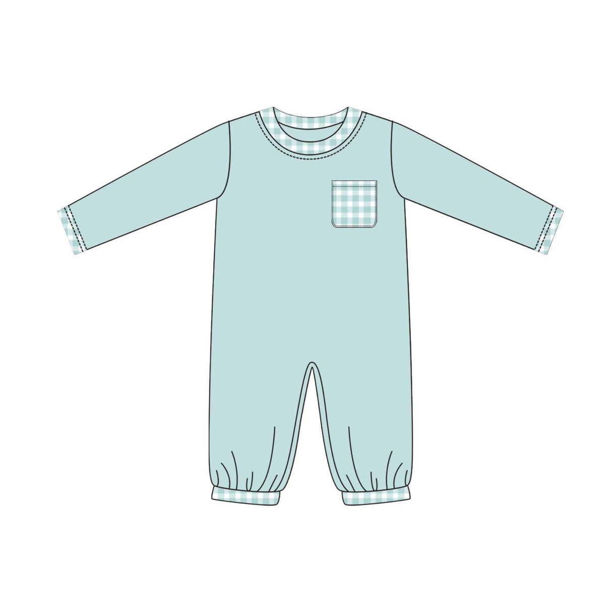 (Pre-order)LR2309 Blue Pocket Baby Boys Fall Romper