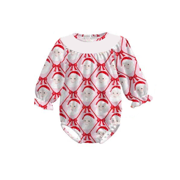 (Pre-order)LR2332 Santa Bows Baby Girls Christmas Romper