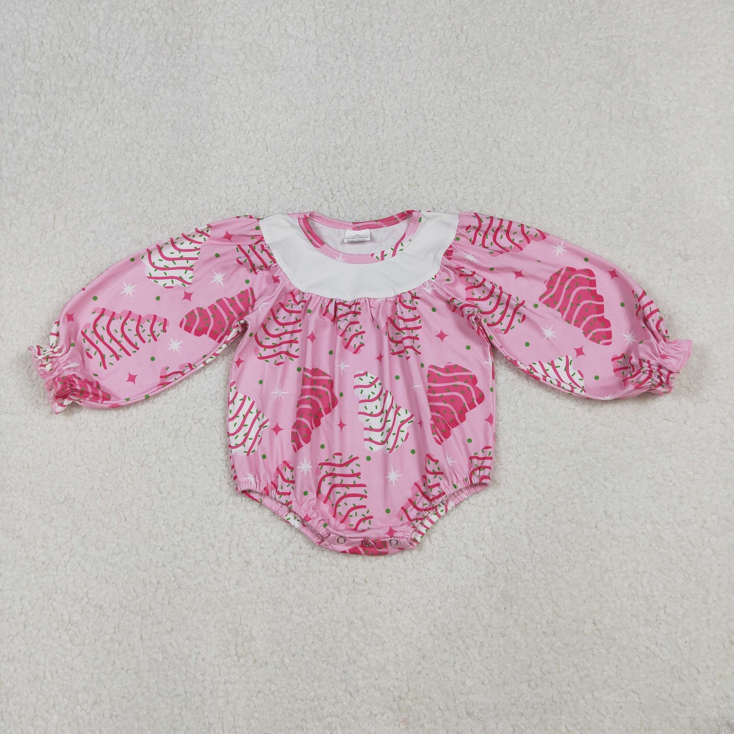 LR2333 Debbie Cake Pink Baby Girls Christmas Bubble Romper