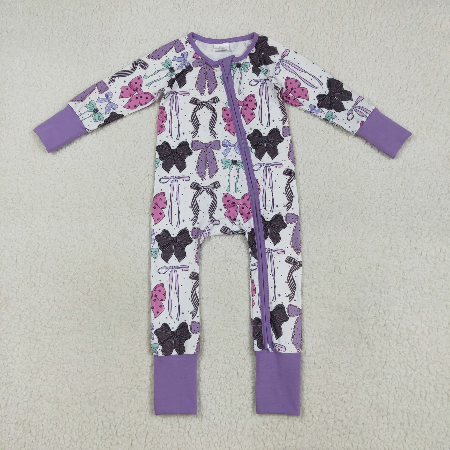 Cat Web Bows Purple Girls Halloween Matching Clothes Sisters Wear