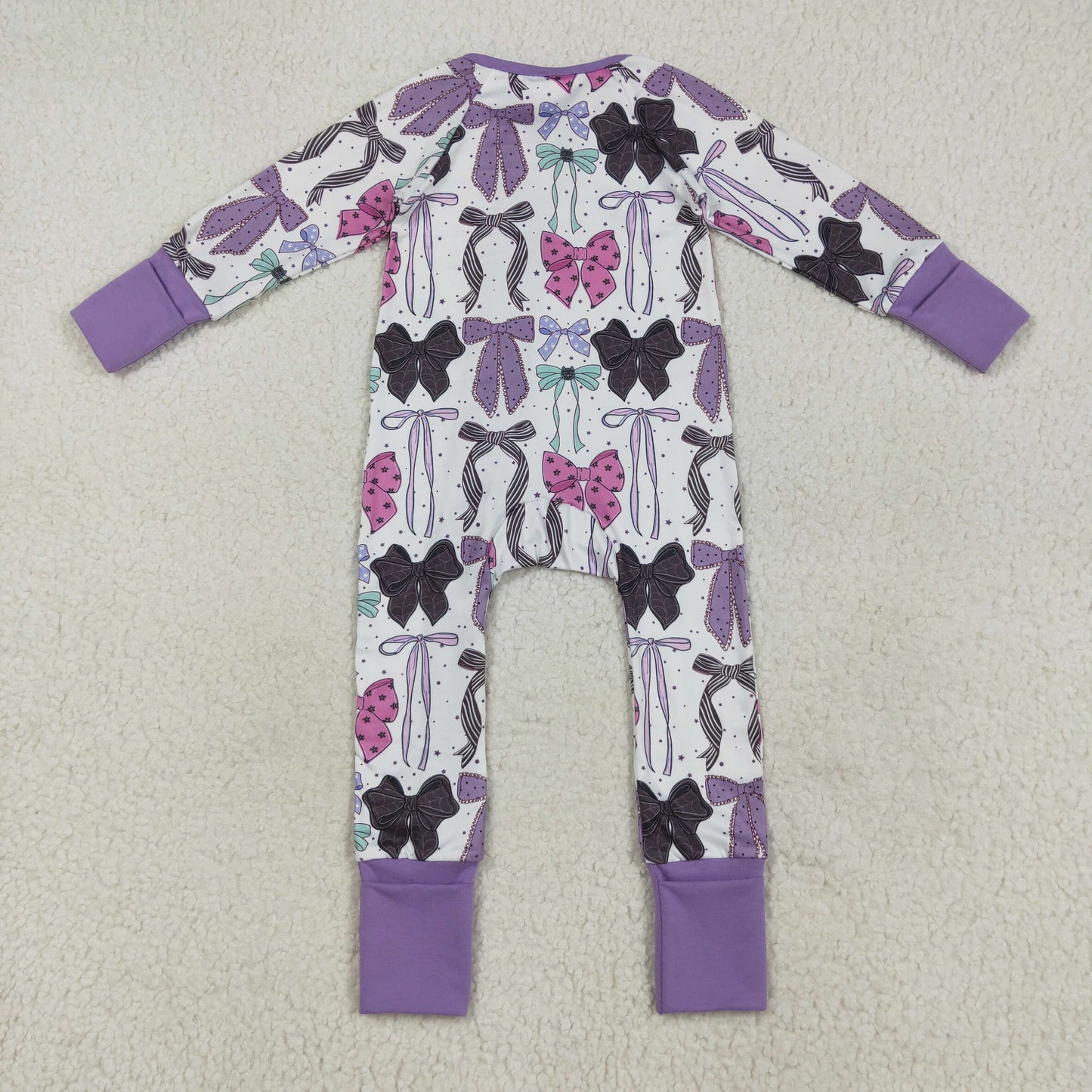 Cat Web Bows Purple Girls Halloween Matching Clothes Sisters Wear