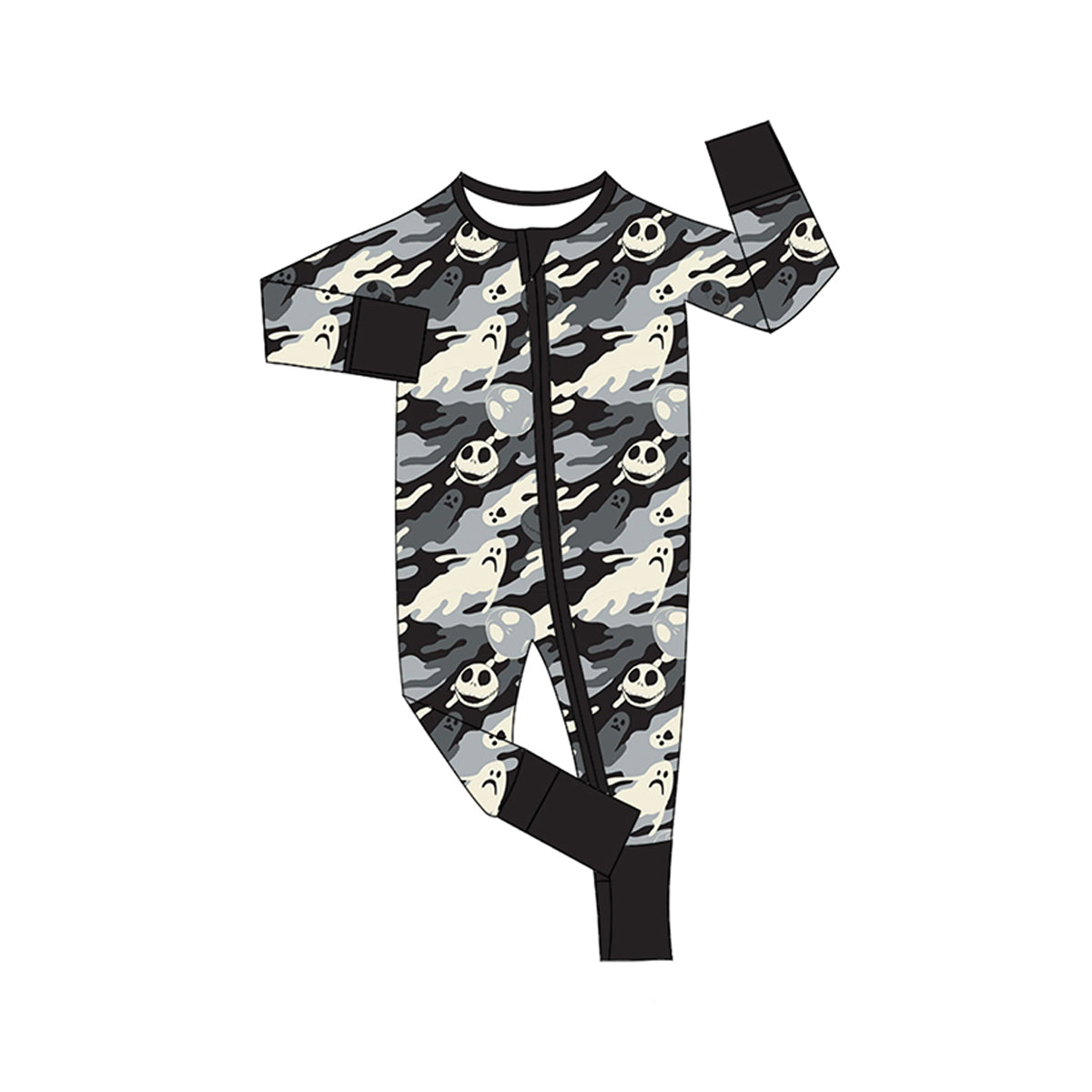 (Pre-order)LR2434 Cartoon Movie Characters Camo Print Baby Boys Halloween Zipper Sleeper Romper