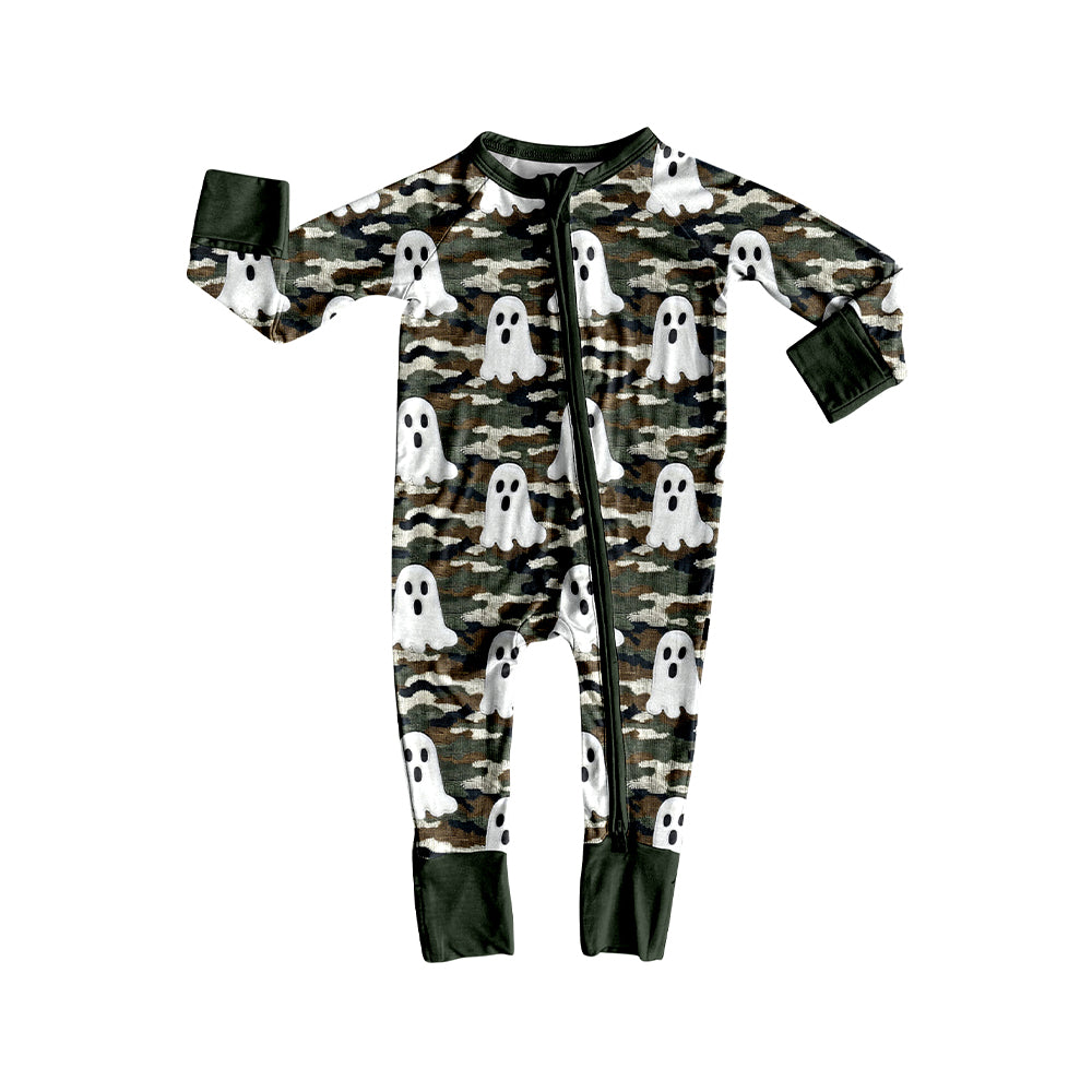 (Pre-order)LR2455 Spooky Camo Print Baby Boys Halloween Zipper Sleeper Romper
