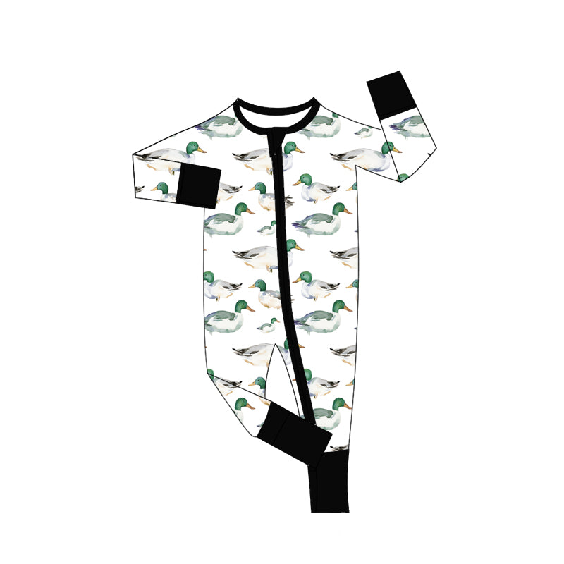 (Pre-order)LR2499 Duck Print Baby Boys Fall Zipper Sleeper Romper