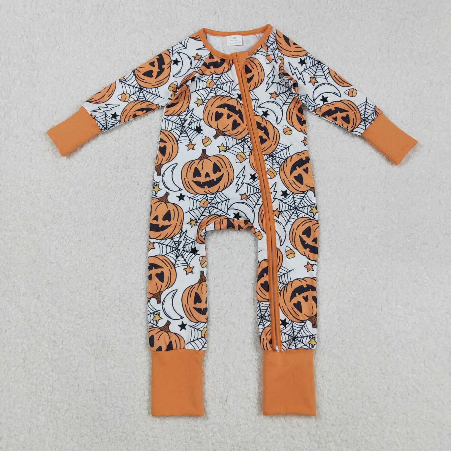 Pumpkin Candy Web Print Kids Halloween Clothes Sibling Matching Wear