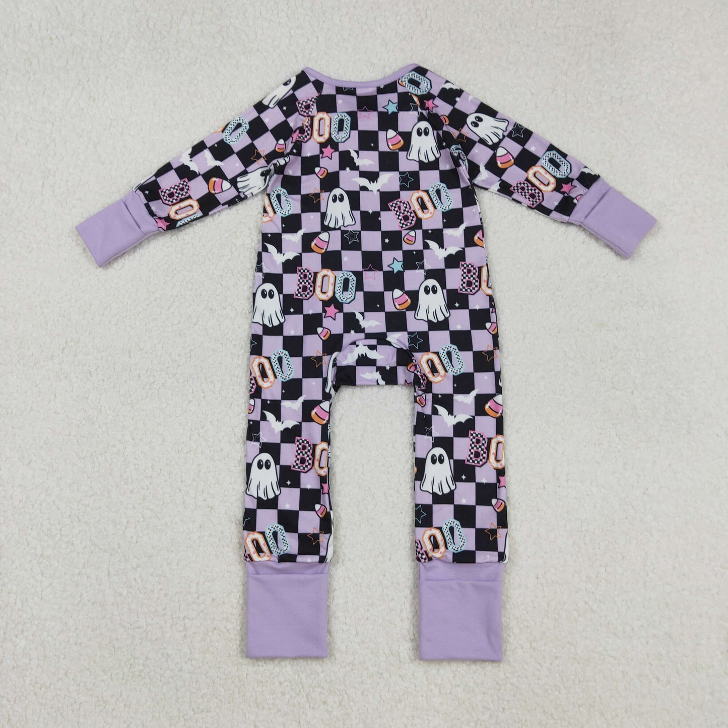 BOO Spooky Candy Plaid Print Girls Halloween Pajamas Matching Clothes Sisters Wear