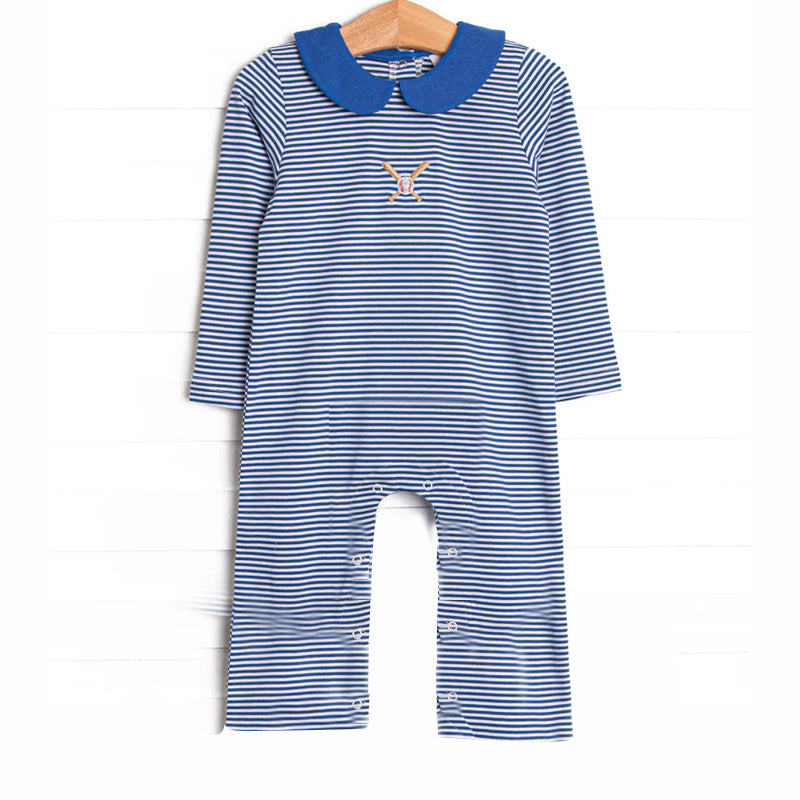 (Pre-order)LR2558 Baseball Stripes Print Baby Boys Fall Romper