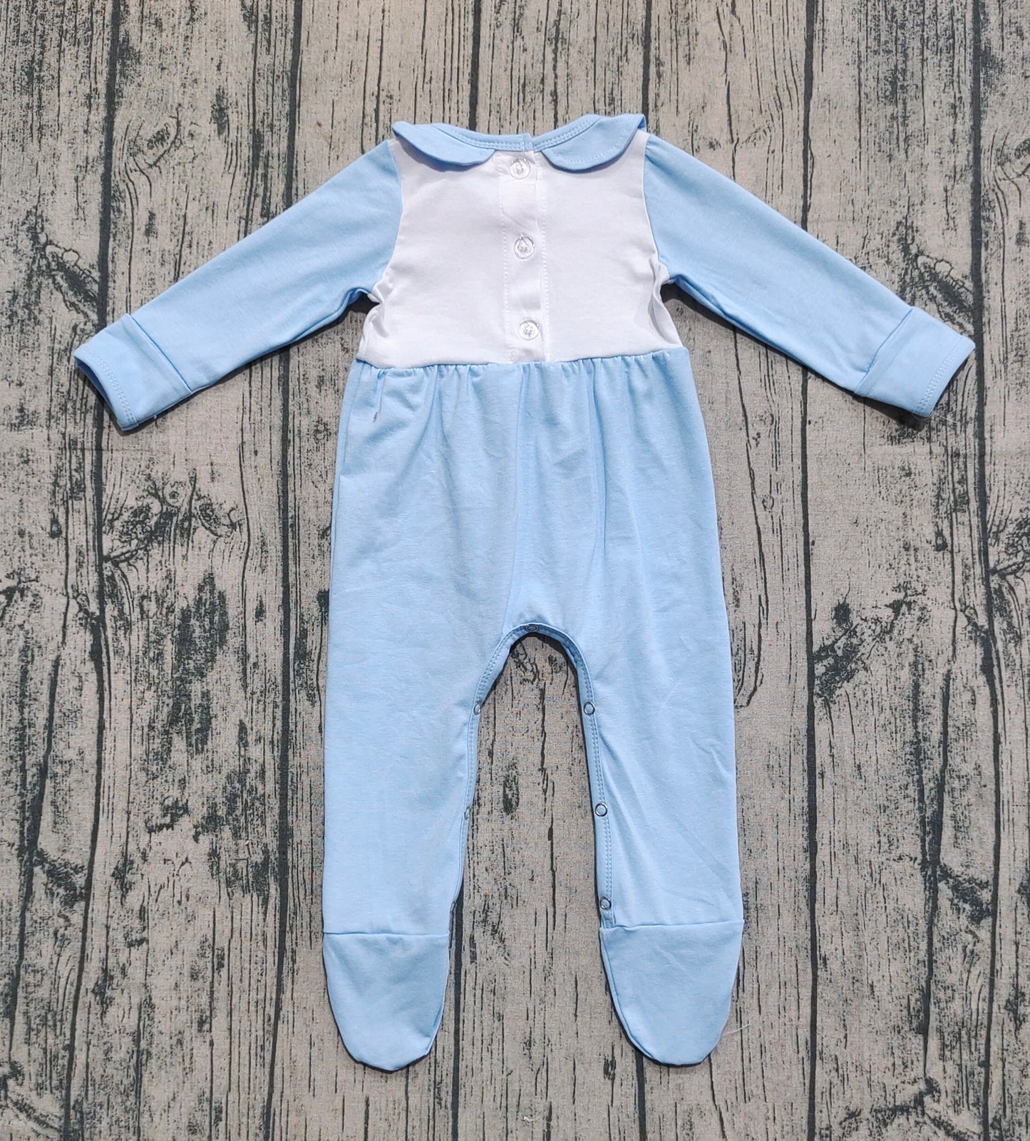 (Pre-order)LR2562 Turkey Pumpkin Blue Print Baby Boys Thanksgiving Romper