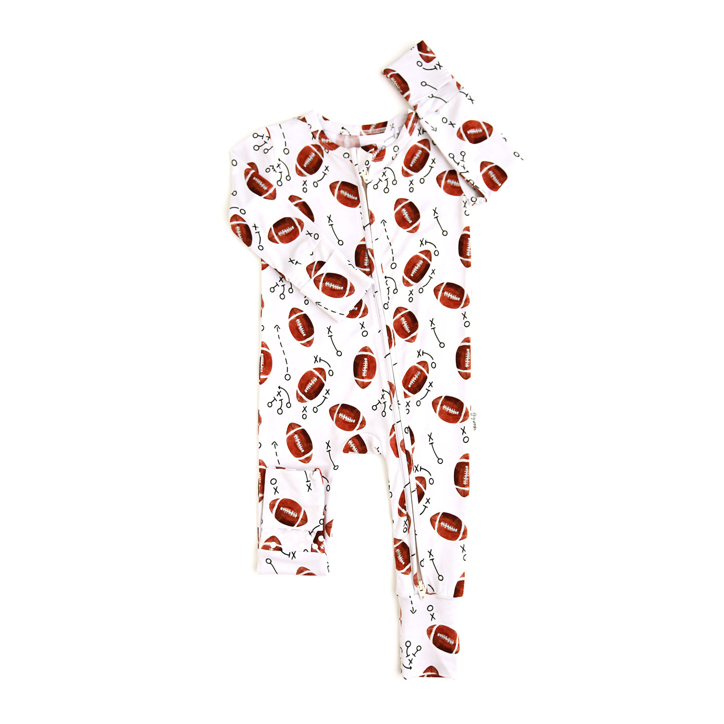 (Pre-order)LR2604 Football Print Baby Fall Zipper Sleeper Romper