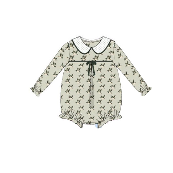 (Pre-order)LR2746 Duck Print Baby Girls Fall Romper
