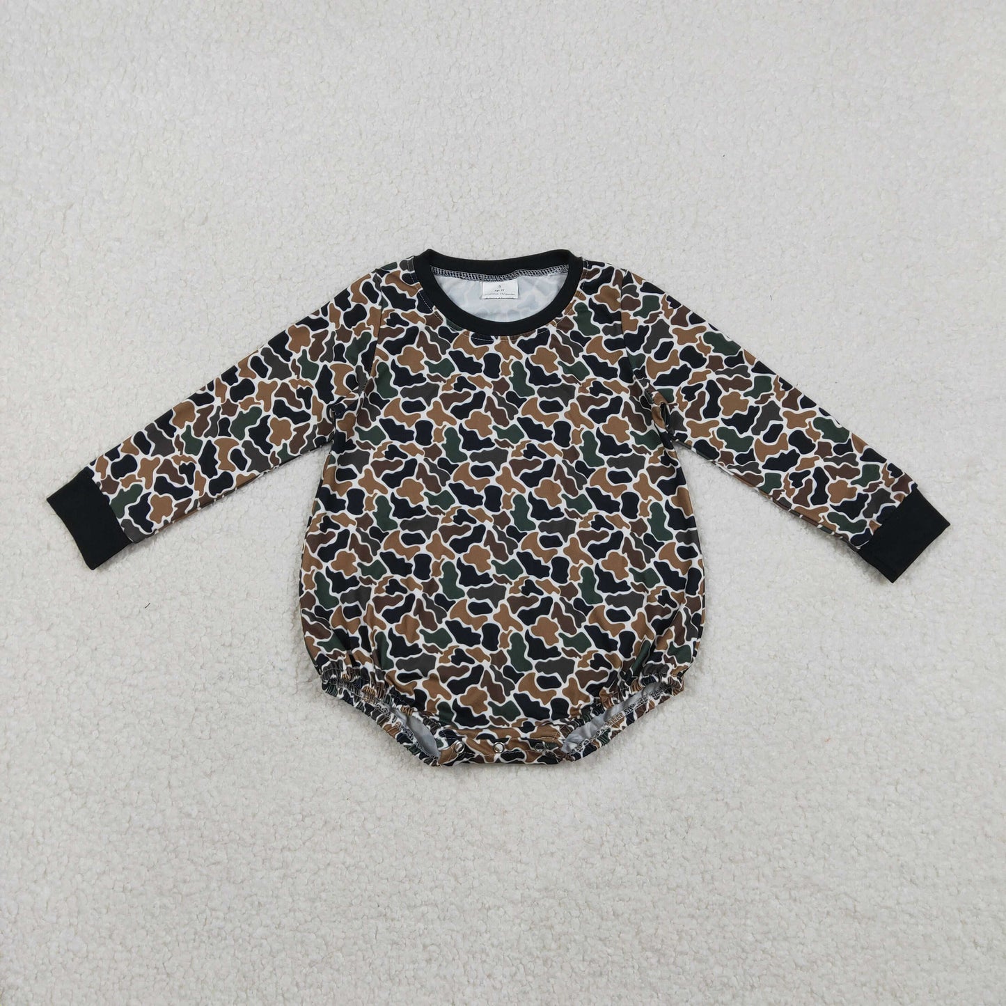 LR2809 Dark Brown Camo Print Baby Fall Romper