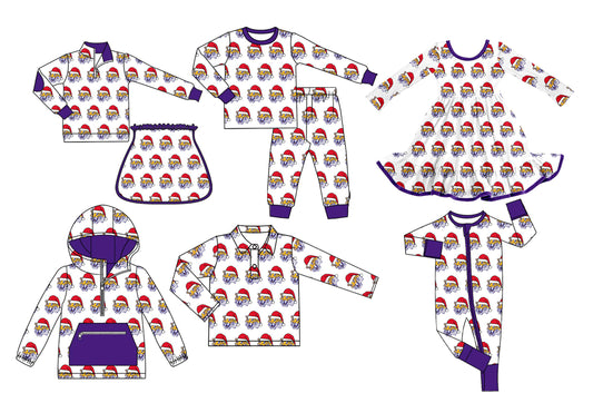 (Custom Design Preorder MOQ 5 Each Item)Team's LSU Tigers Print Sibling Christmas Matching Clothes