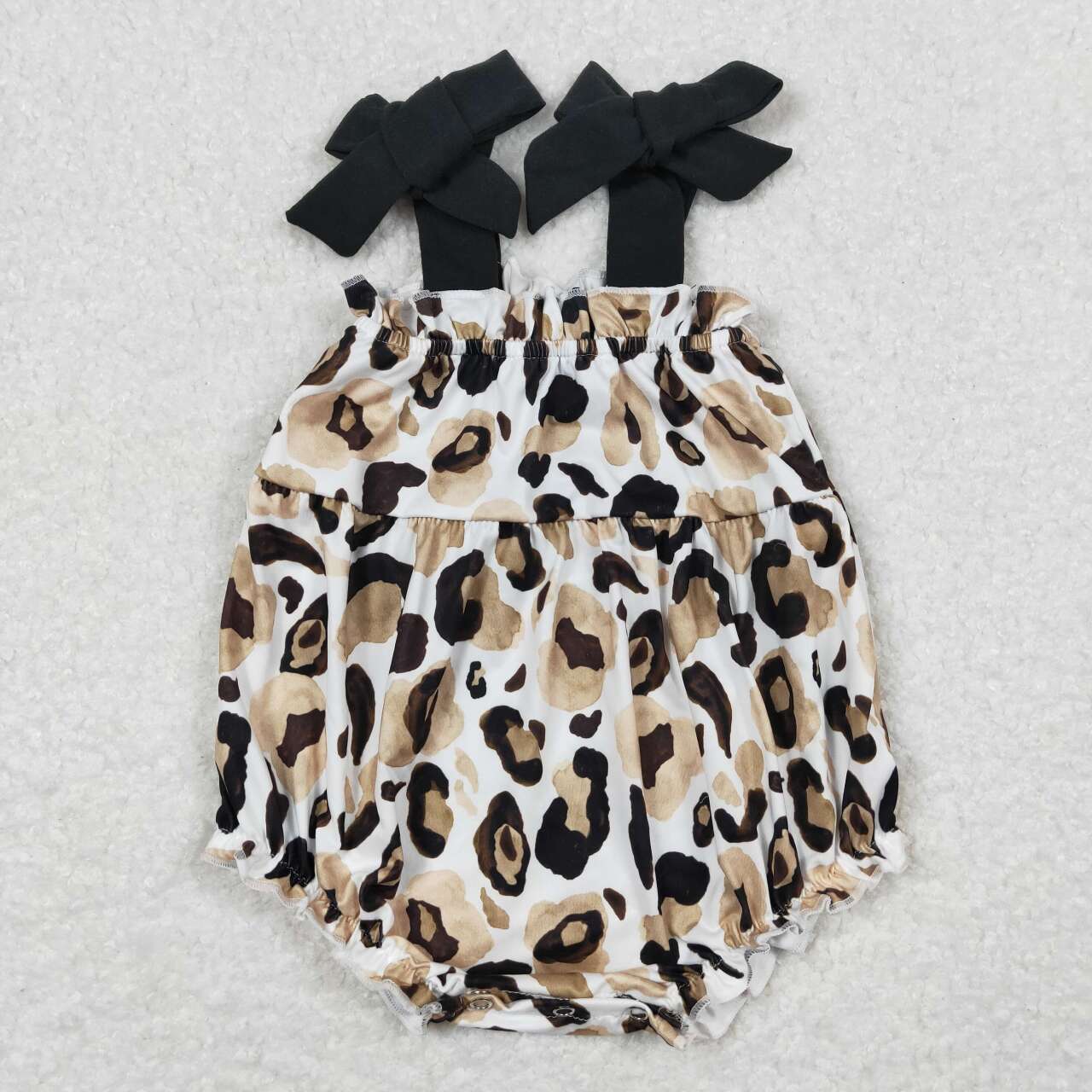 SR1198 Leopard Print Baby Girls Summer Strap Romper