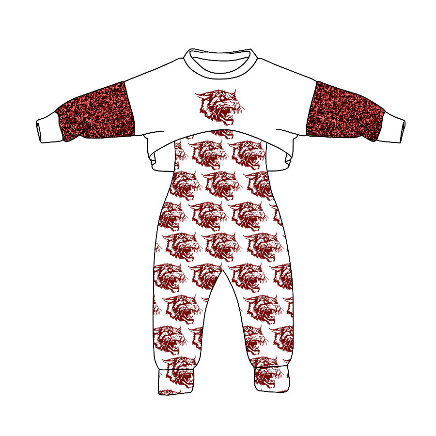 (Custom Design Preorder MOQ 5) Team's Littlefield Print Girls Jumpsuits Clothes Set
