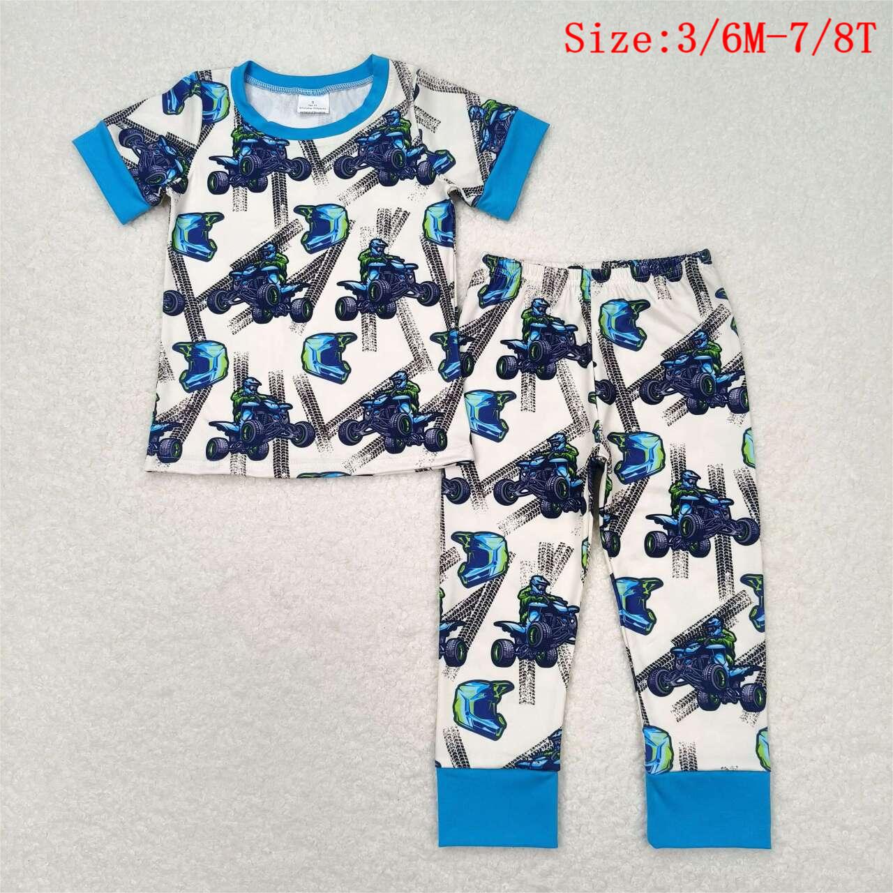 BSPO0354 Monster Truck Print Boys Pajamas Clothes Set