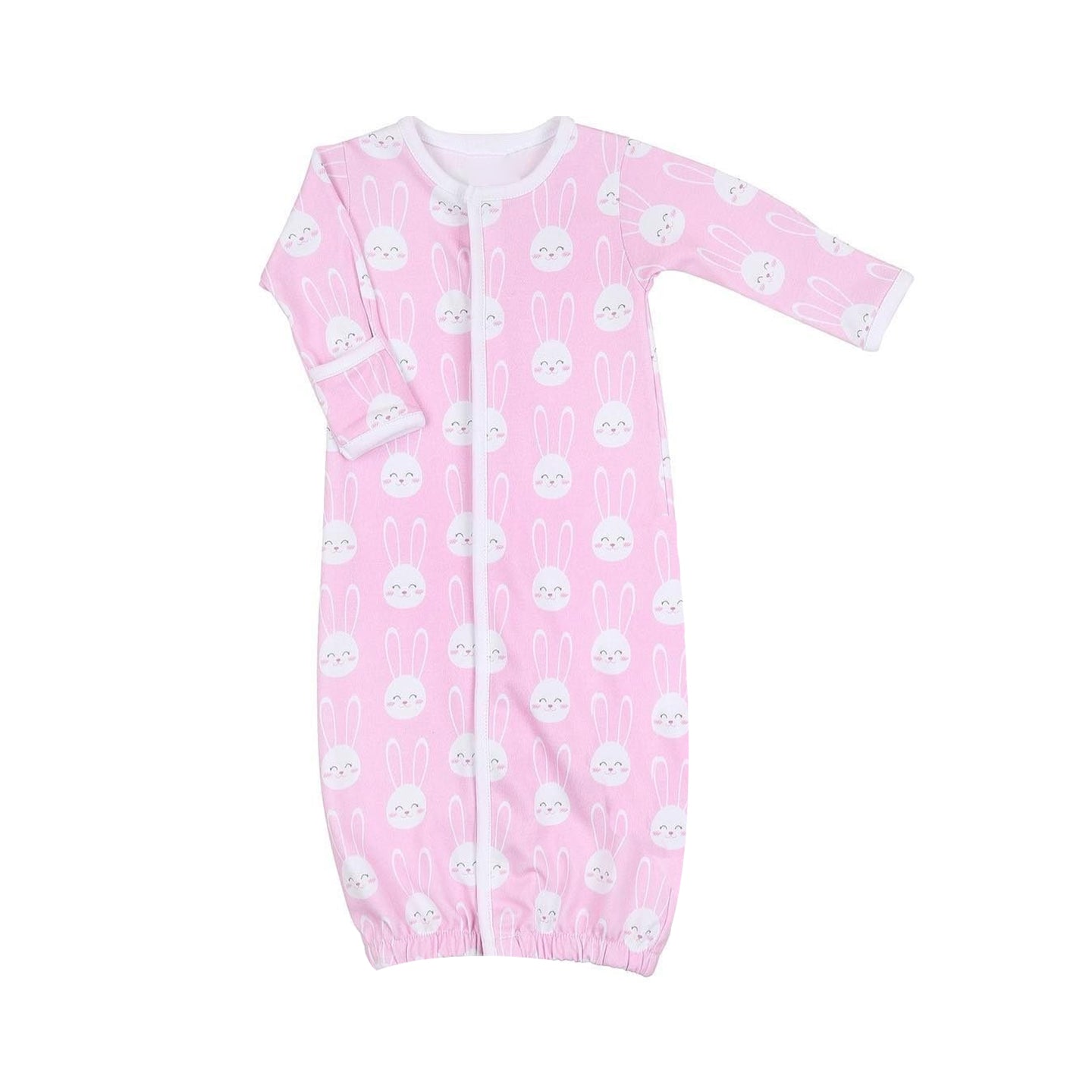 (Pre-order)NB0035 Baby Pink Bunny Print Gown Newborn Easter Clothes