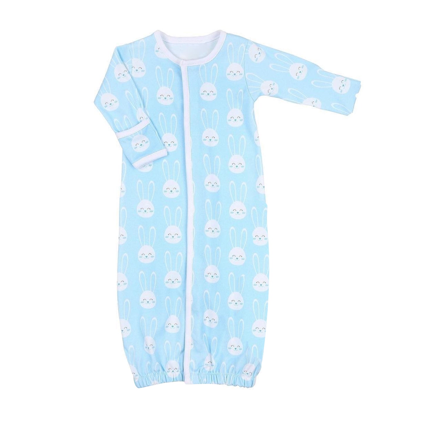 (Pre-order)NB0036 Baby Blue Bunny Print Gown Newborn Easter Clothes