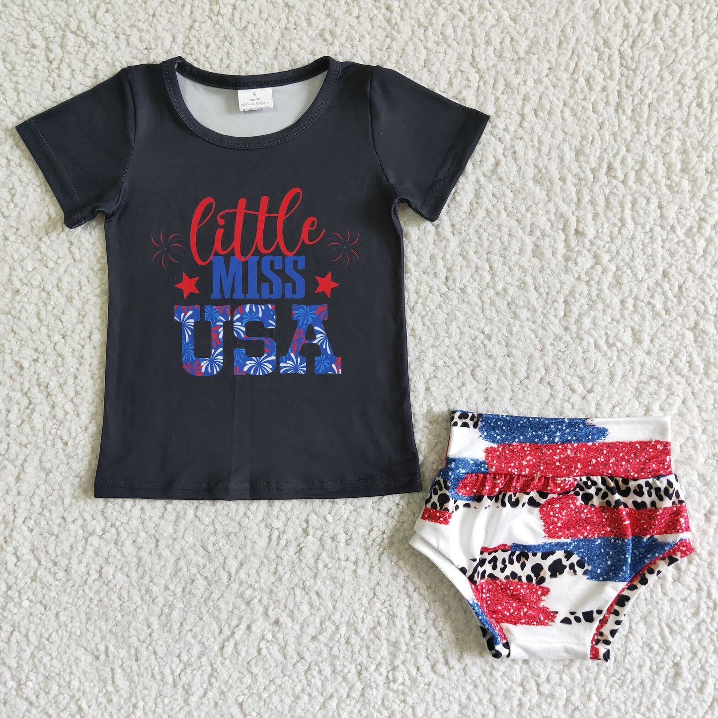 (Promotion)Girls 4th of July bummie set   NC0007