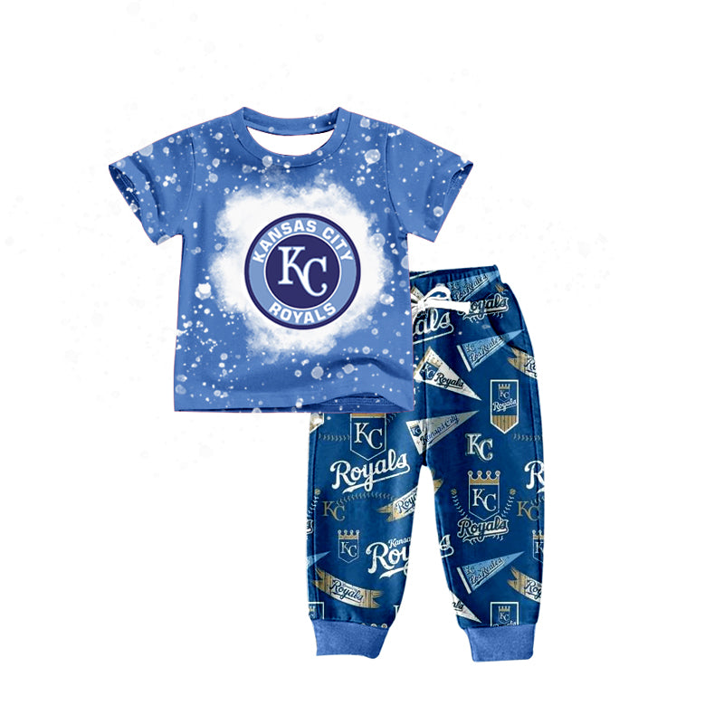 (Custom Design Preorder MOQ 5)NO. (5) Football Team's Print Boys Clothes Set