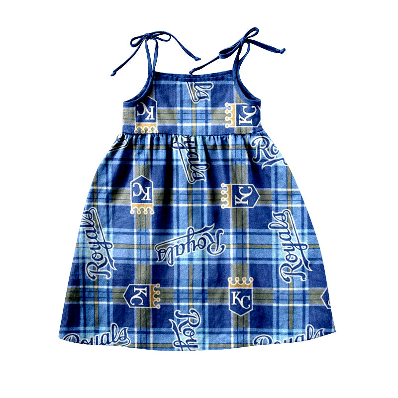 (Custom Design Preorder MOQ 5)NO. (71) Football Team's Print Girls Knee Length Summer Dress