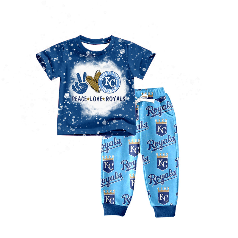 (Custom Design Preorder MOQ 5)NO. (8) Football Team's Print Boys Clothes Set