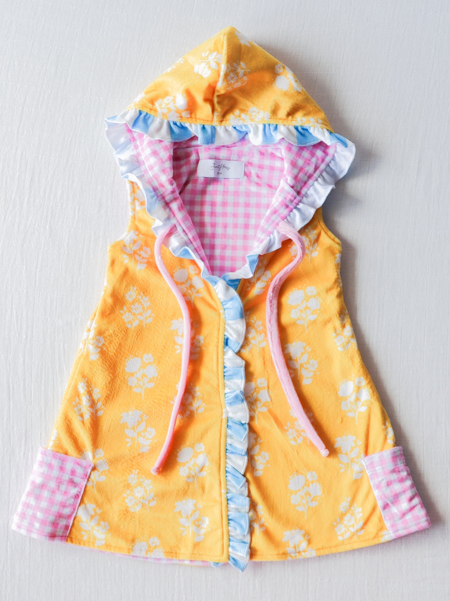 NO.12 (Custom Design Preorder MOQ 5) Flowers Print Girls Hooded Swimming Coverup