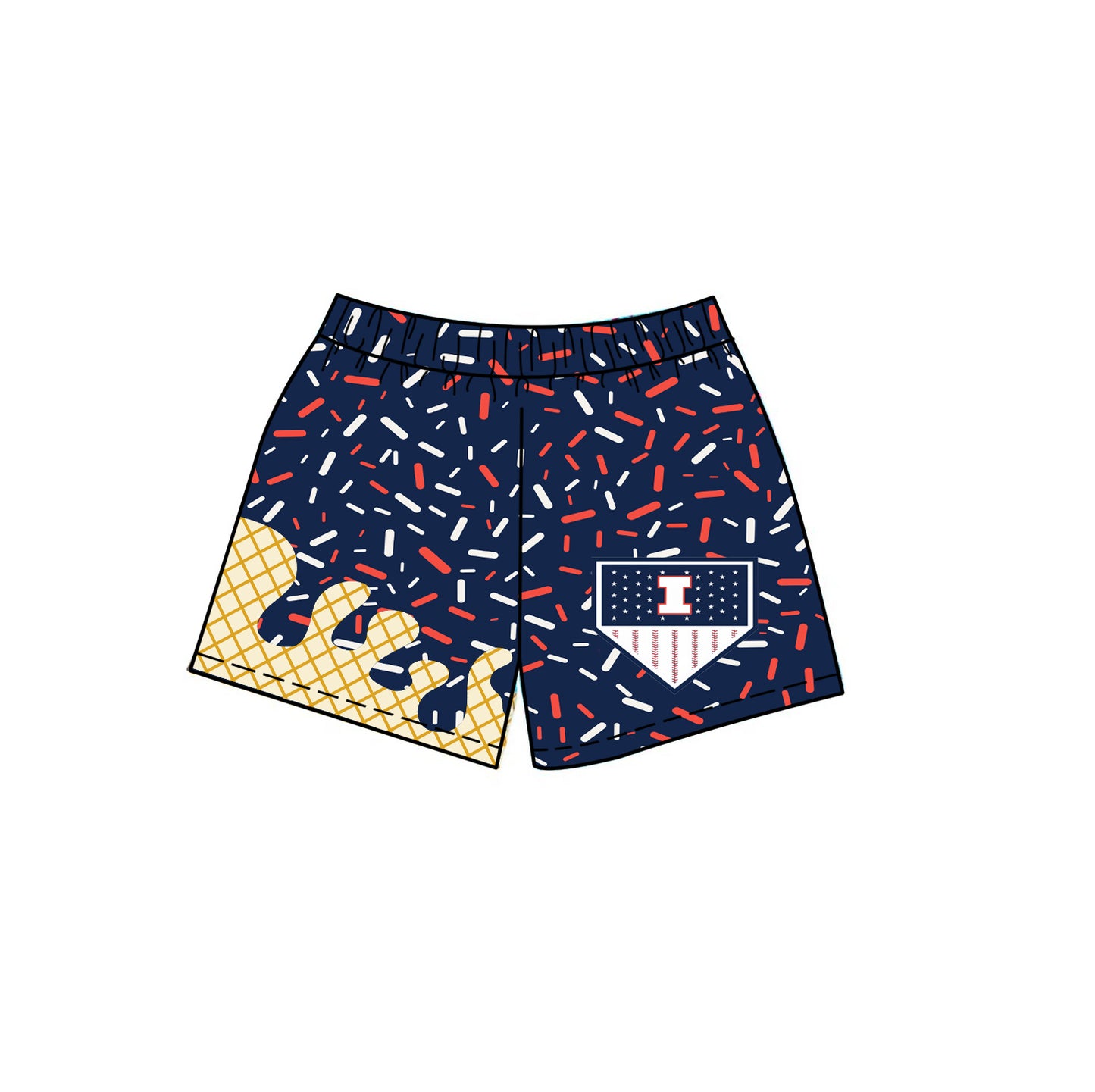 (Custom Design Preorder MOQ 5) Team's Navy I Sprinkles Adult Bottom Shorts