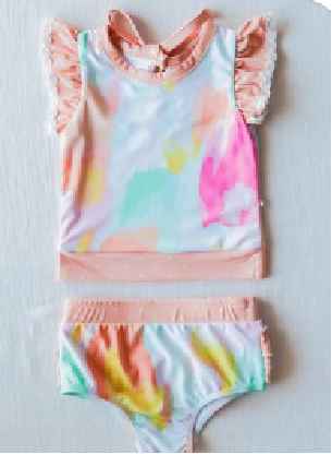 NO.3 (Custom Design Preorder MOQ 5) Tie-dye Print Girls 2 Pieces Swimsuits