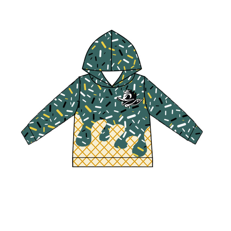 (Custom Design Preorder MOQ 5 Each Item)Team's Oregon Duck Green Sprinkles Print Hoodie Top Mom and Me Matching Clothes
