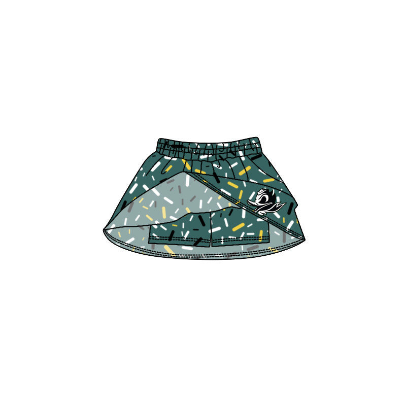 (Custom Design Preorder MOQ 5 Each Item) Team's Oregon Duck Green Sprinkles Print Summer Bottom Skirts Shorts Mom and Me Matching Clothes