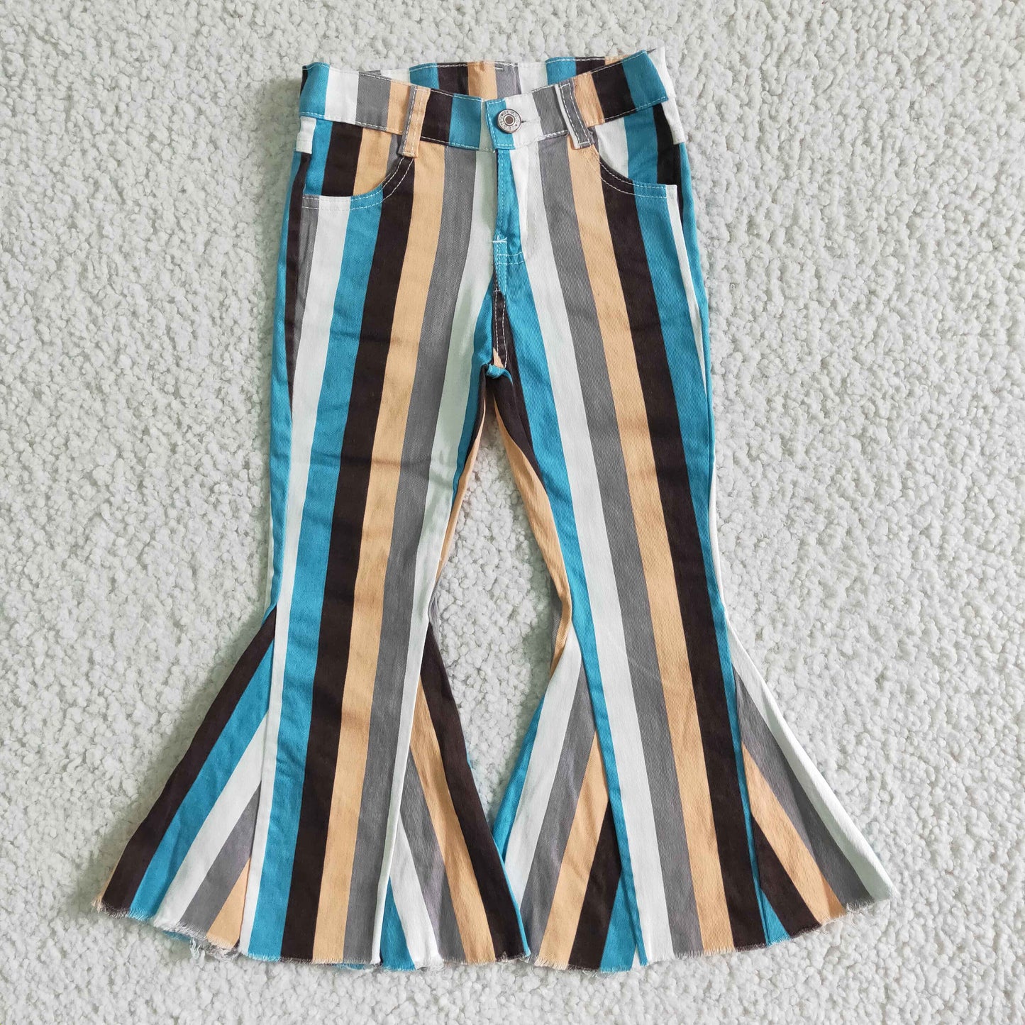 9 Colors Stripes Denim Bell Bottom Jeans Girls Pants Sisters Wear